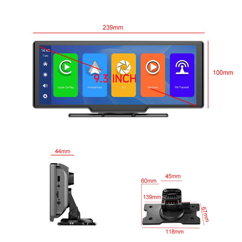 Car Mirror Video Recording Carplay & Android Auto Wireless Connection Gps Navigation Dashboard Dvr Ai Voice