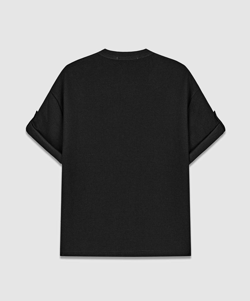 Eoneolleokodeu Waffle Henley Neck Short Sleeve T-Shirt (2 Colors)