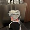 Cute Candy Color Women's Bow Pearl Chain Crossbody Bag with Heart Shape Coin Purse