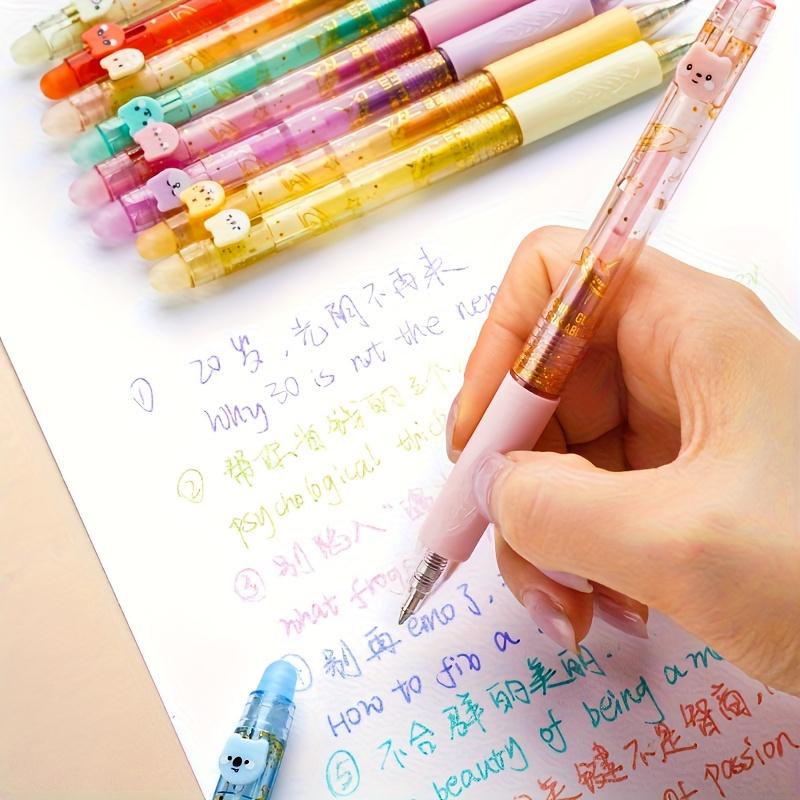 6/12 Colors Glitter Thermo-Erasable Gel Pens Retractable Push-Type Quick-Dry Smooth Writing 0.5mm Black & Assorted Ink