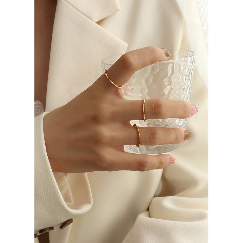 

French Niche 18K Gold Titanium Steel Knuckle or Pinky Ring - A183 Size 7