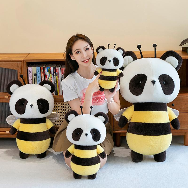 Cute Bee Panda Plush Doll Giant Panda Transformed Into Little Bee Doll Children's Companion Doll Gift