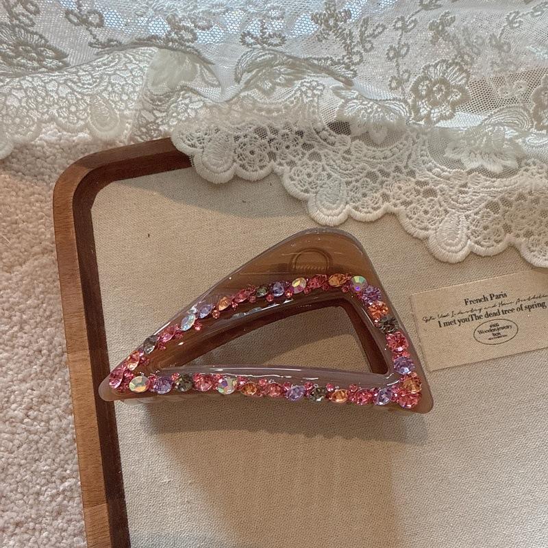 

Корейская заколка для волос класса люкс, модная и элегантная минималистичная треугольная заколка-краб, инкрустированная бриллиантами