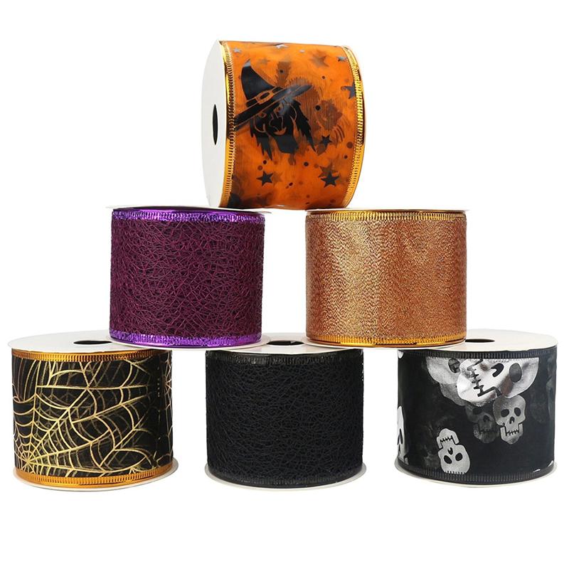 

AEE4-Christmas Tree Ribbon 6 Rolls 36 Yards Ribbon For Christmas Tree Decoration Wired Ribbon For Wreaths Topper Bow Making