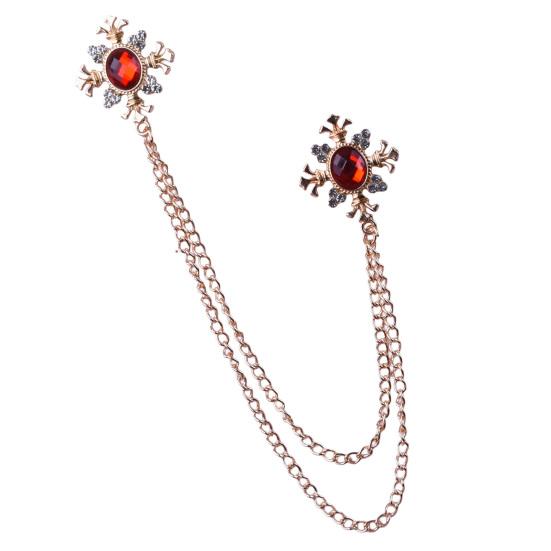 Suit Brooch for Men & Women Double Staggered Metal Hanging