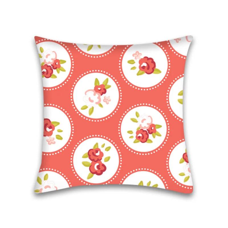 Kissenbezug Heimdeko Sofa Rote Blume Quadratische Dekoration
