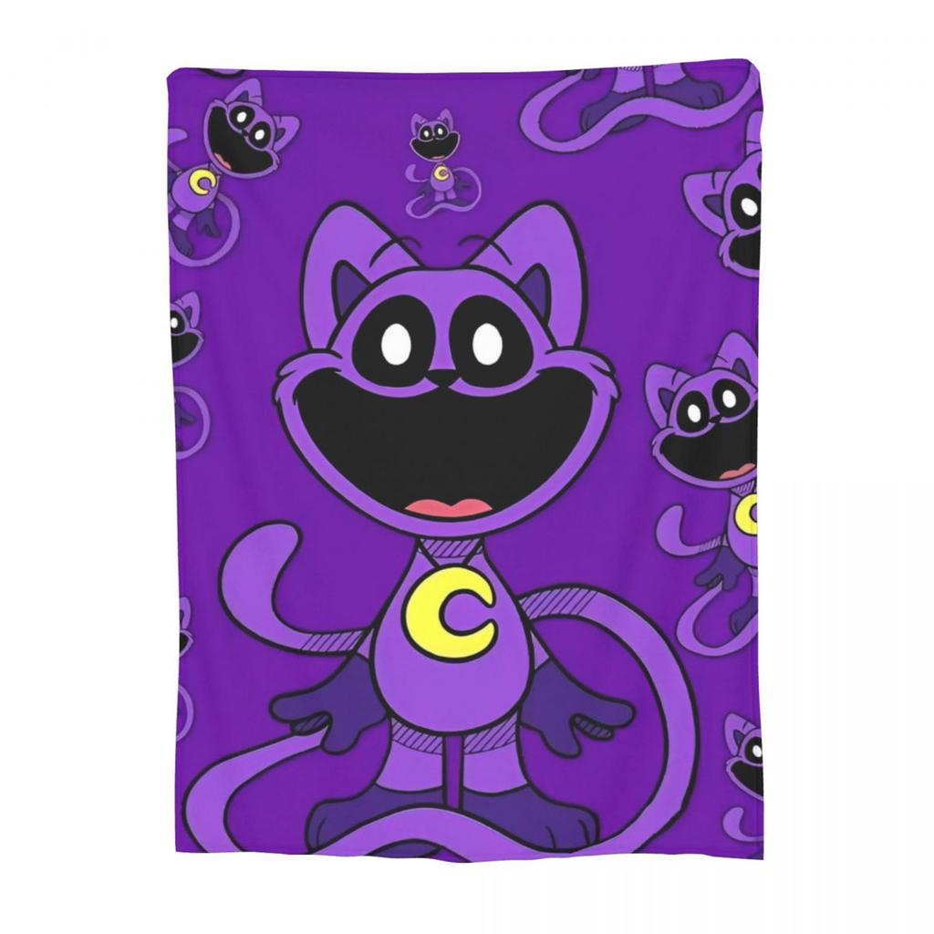 CATNAP DOGDAY Cartoon Smiling Critters Blankets Coral Fleece Plush Print Lightweight Throw Blankets for Bedding Plush Thin Quilt