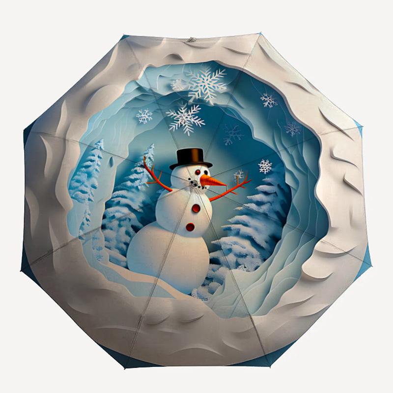 

1pc Winter Snowman Automatic Folding Umbrella - Compact 8-Rib Design, Durable Plastic & Iron, Lightweight for Outdoor Daily Use113