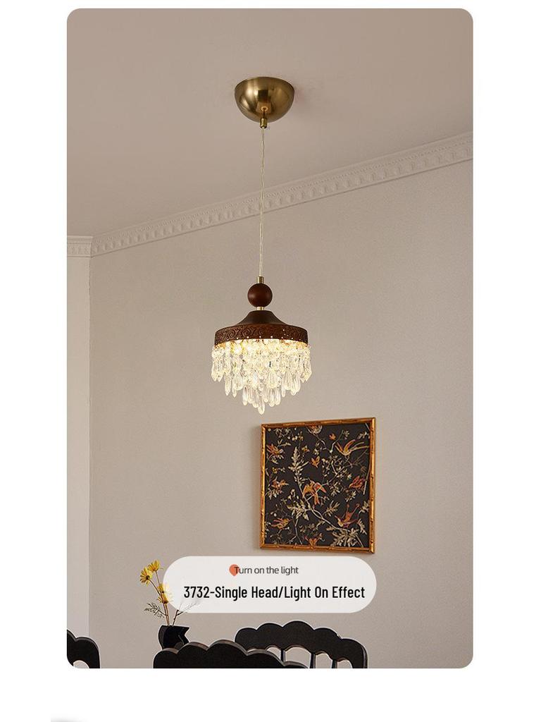 Walnut Retro Chandelier, Eye-Protective Lamp for Chinese Restaurant, Bar, Bedside, or Study.