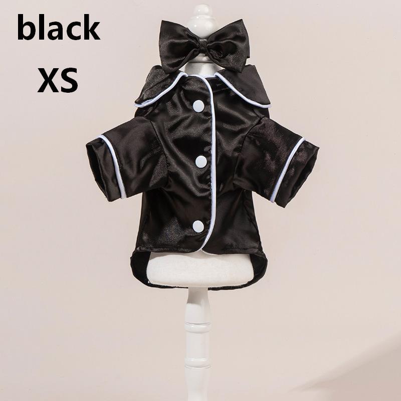 Satin Dog Pajama Set Cute Pet Sleepwear with Matching Bow Headband Soft Outfit for Tiny Puppy Kitten Indoor Wear