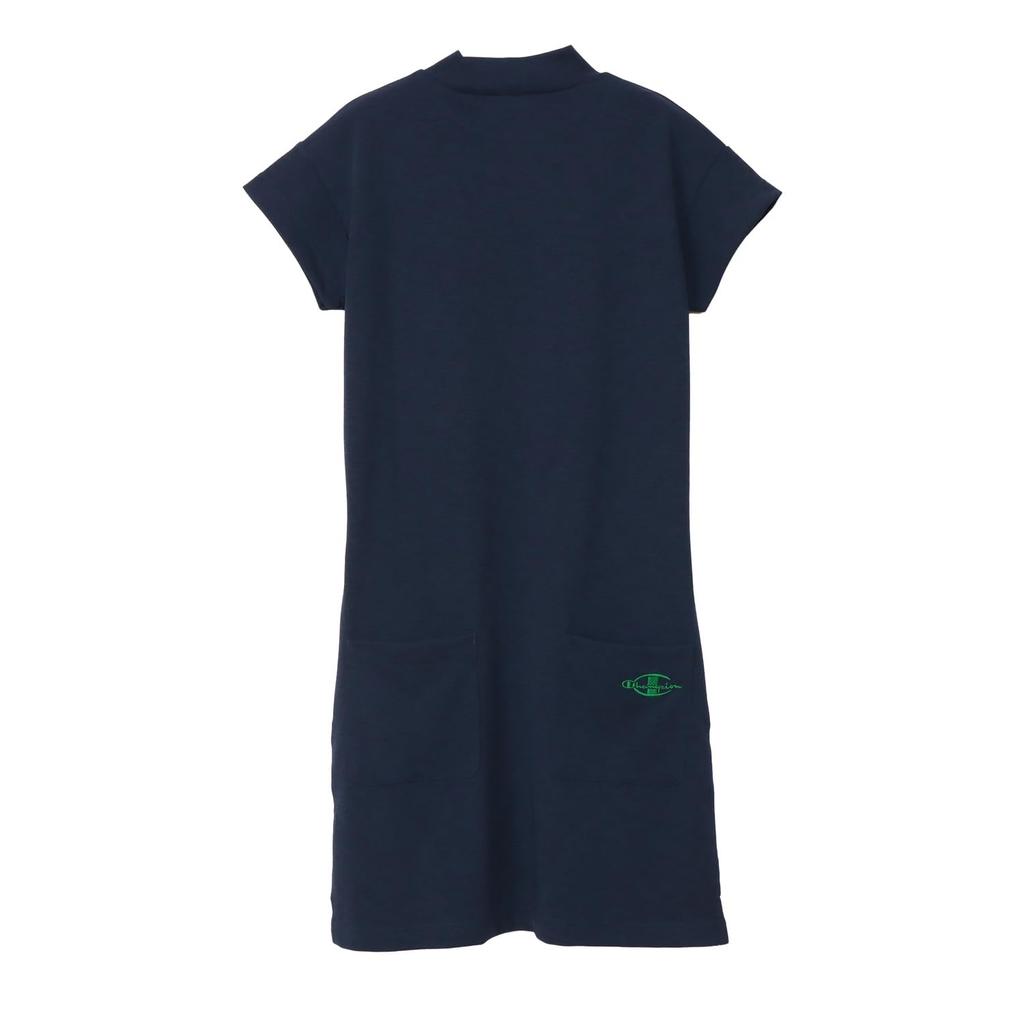 Champion One Piece Dress Navy Short Sleeve Crew Neck Breathable UV Protection Quick Drying One Point Embroidery CW-BG305 Women's