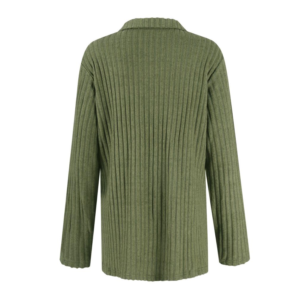 T-shirt à manches longues et col en V pour femme, décontracté et tendance, couleur unie