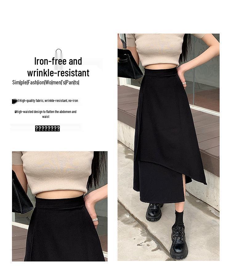 Plus Size A-Line Irregular Midi Skirt for Women - Slimming, Hip-Covering, Summer Casual Style