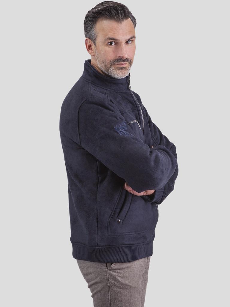 MEN' SHORT ECO-SUEDE JACKET WITH ZIPPER