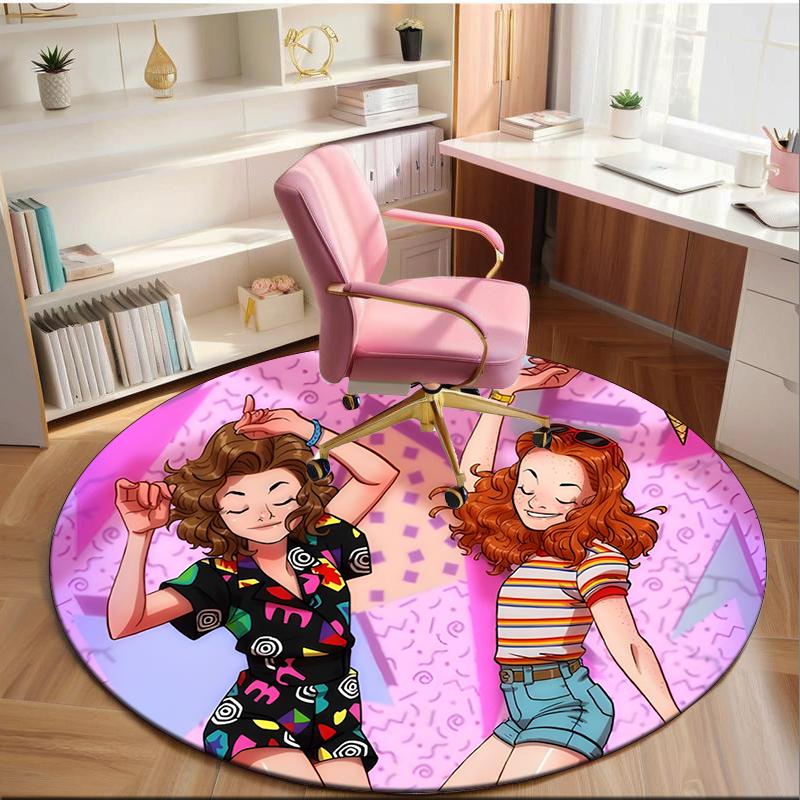 Adventure Friends round carpet Chair cushion Round Entryway Rug, Soft Round Rugs for Living Room, Bedroom, Circle Carpet decor gifts