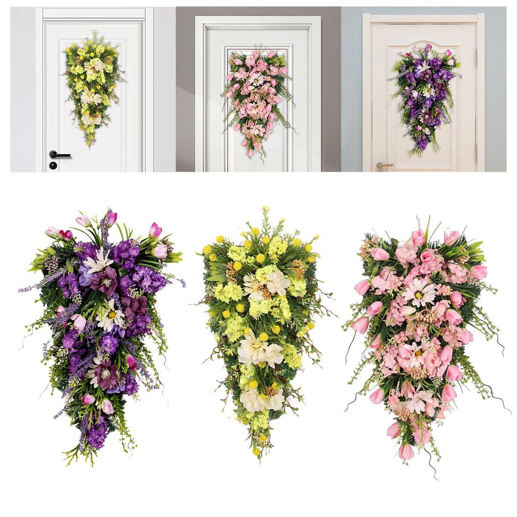 Flower Swag Decor Wall Hanging Decorative Teardrop Wreath for Home