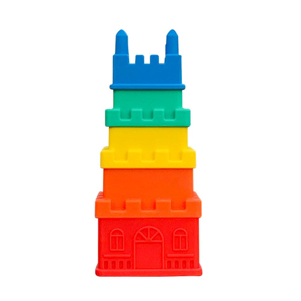 5pcs Silicone Stacking Toys for Toddlers Soft Building Blocks for Teethers Stacking Tower