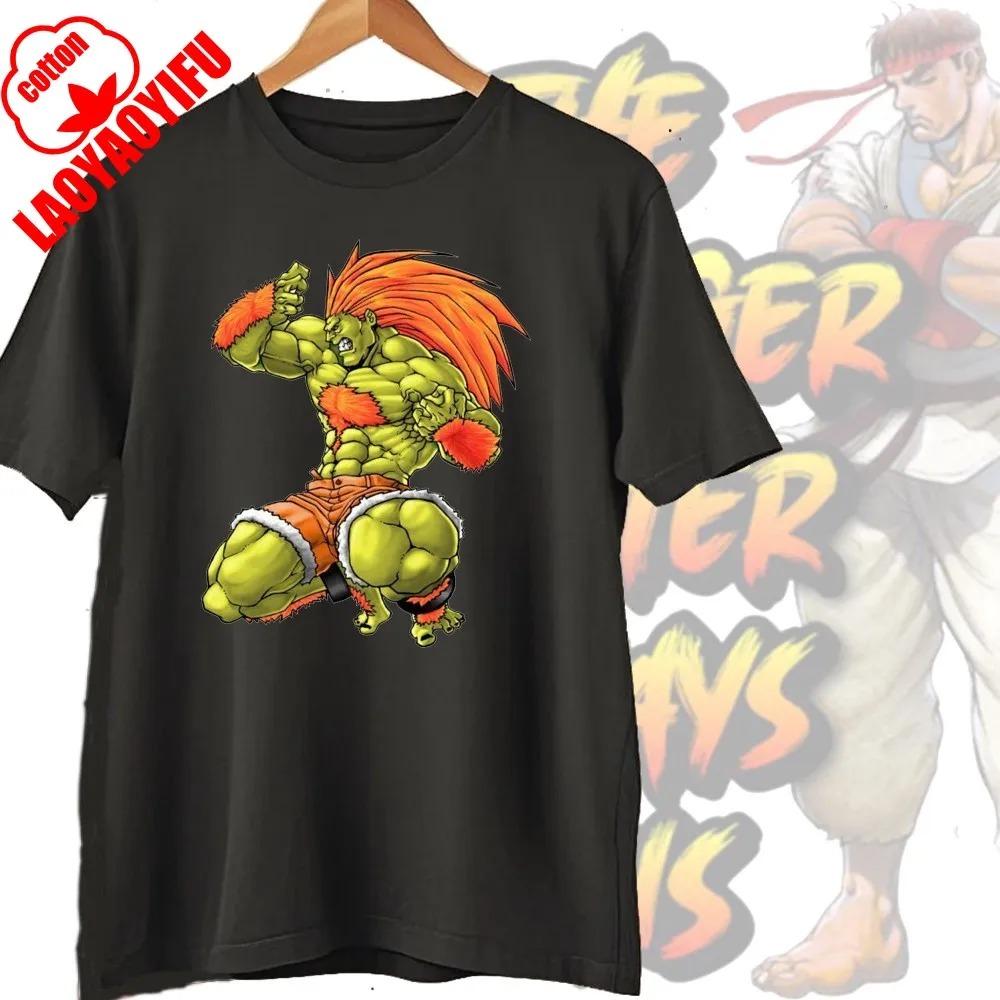 Street Fighter Chun-Li Ryu Bedruckte Y2K Neue Paar Baumwoll-T-Shirts Männer Frauen Streetwear Lässig Harajuku Retro Unisex T-Shirt Top