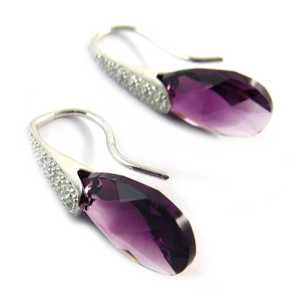 Altesse [N3303] - Gold Plated 'Sissi' Earrings Purple White