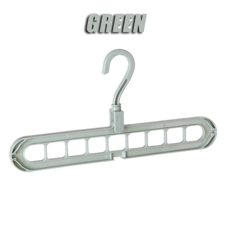 9 Hole Plastic Folding Clothes Hanger Organizer Multifunctional for Pants Bags Storage Home Hotel Wardrobe Space Saving Storage 1PC зелёный 1370₽