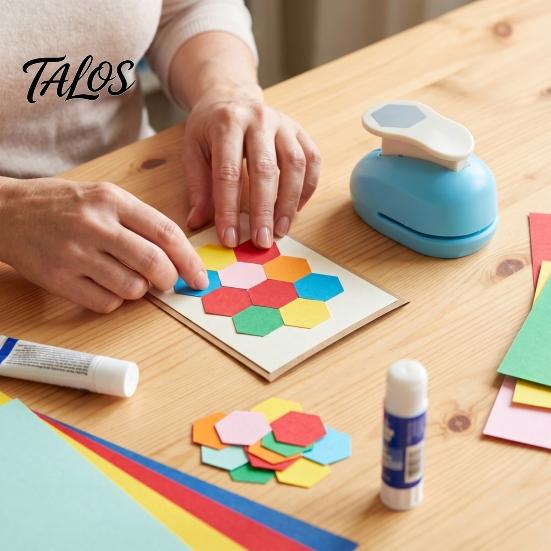 Portable Craft Punch Hexagon Paper for Crafts, Professional Hole Puncher, Scrapbook Handheld Shape Puncher DIY Arts Cardboard, Greeting Cards Metal