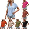 Women’s Short Sleeve Blouse Casual Loose Fit V Neck Top Lightweight Soft Fabric Summer Basic Shirt for Daily Wear