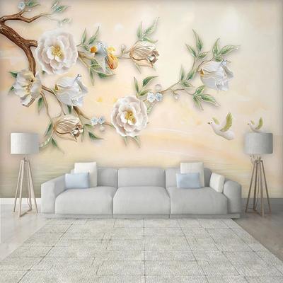 3D Relief Magnolia Blume Fototapete Wohnzimmer Tv Hintergrund Wanddekor Moderne Kreative Wandbild 3D Tapeten