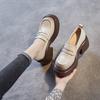 7.5CM Genuine Leather Shoes Cow Thick Soled Women Moccasins Mary Jane British Platform Wedge Comfy Rubber Slip On Spring Summer