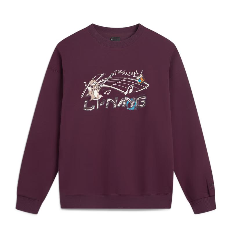 Li-Ning Women's Fleece-Lined Crew Neck Sweatshirt
