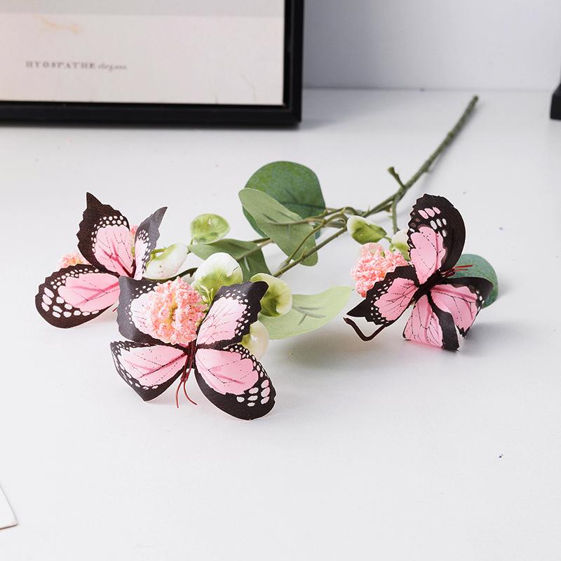 3-Forked Butterfly Dandelion Artificial Flower Party Wedding Decoration Fake Flowers Home Decoration Single Bouquet Plastic Flowers Plastic Flowers