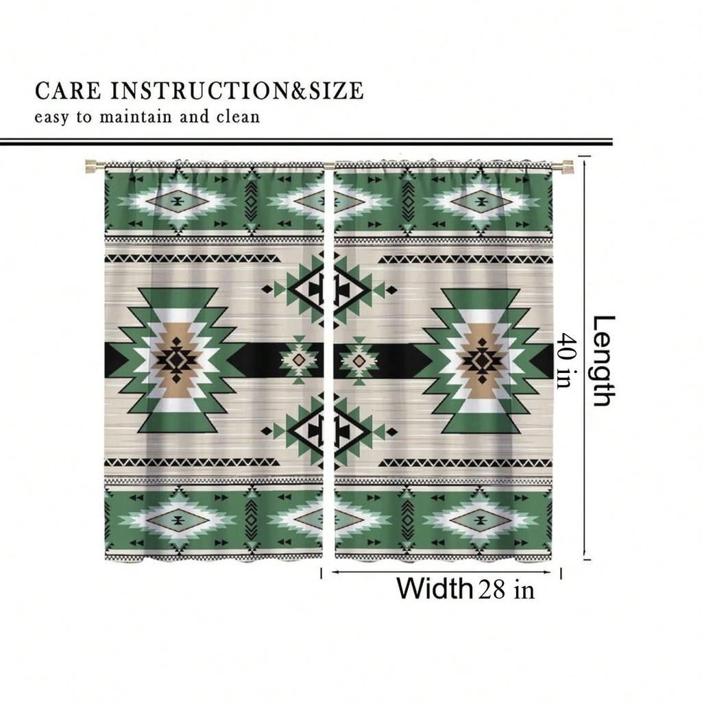Western  Blackout Curtains, Boho Geometric Southwestern  Abstract  Window Drapes, For Living Room Bedroom 2 Panels