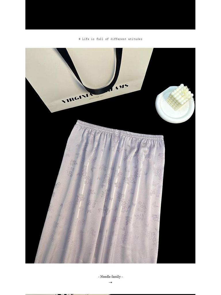 French Floral Ice Silk Long-Sleeve Ruffle Pajamas for Women - Spring & Autumn