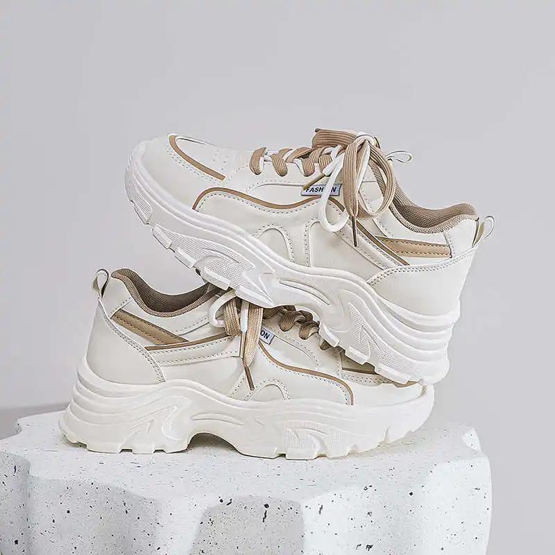 Fashion In The Forest Autumn-spring Women's Breathable Sneakers Chunky Purple Boots Women Flat White Shoes Sports Celebrity