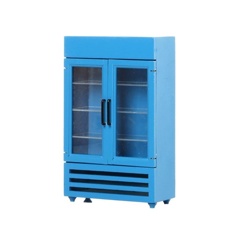 

1:12 Toy Figure Model Realistic Refrigerator Set Dollhouse Pretend Girls Gift Decorations Pretend Playset синій