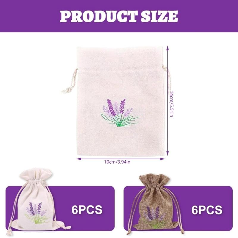 Set Of 12 Aromatics Lavenders Pouches In Cotton and Linen with Drawstrings Lavenders Bags for Home Fragrances