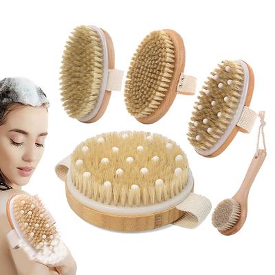 1Pcs Exfoliating Wooden Body Massage Shower Brush Natural Bristle Bath Brush Soft Spa Woman Man Skin Care Wet Dry Body Brush