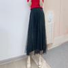Spring 2026 Velvet Polka Dot Mesh High-Waisted Midi Skirt