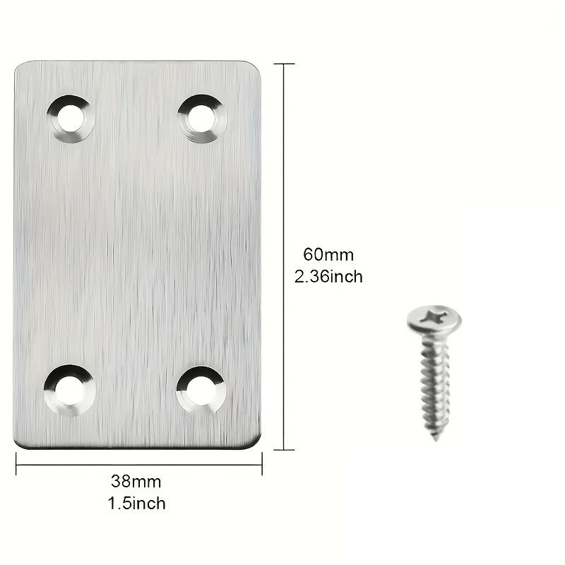 60-Piece Stainless Steel Plate Supports (with Screws) Durable Metal Supports for Furniture Wood Shelves And Cabinets