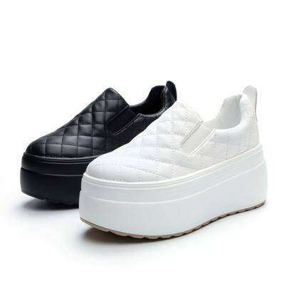 Mode 8CM Plateau Keilabsatz Skateboardschuhe Frühling Herbst Walking Sneaker Klobige Schuhe Echtes Leder für Damen Vulkanisiert Mode