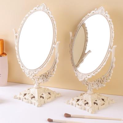 Double Sided Princess Mirror Retro Style Makeup Vintage Decor Mirrors Relief Ornament Vanity European Desktop