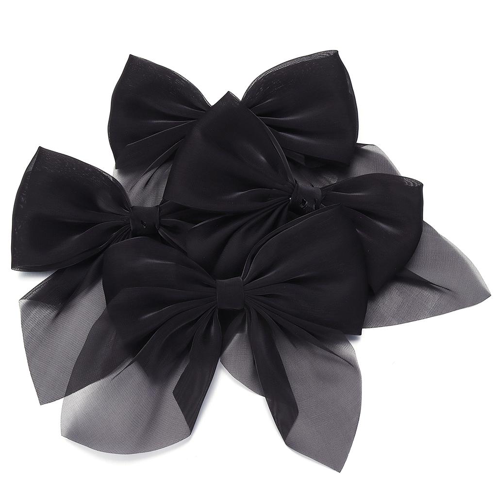 4Pcs Solid Color Chiffon Bow 12x11cm Cute Handmade Ribbon Bowknot for DIY Hairpins Hair Accessories Crafts Clothing Decoration