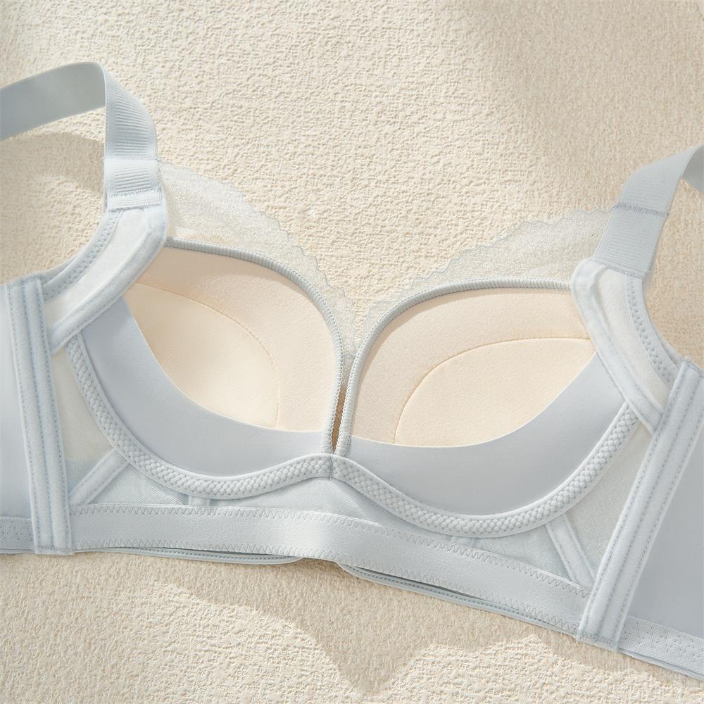New Year's Red Bra Lace Small Breasts Gathered Adjustment Breast Bra Medium Thick Cup Sliding Cotton Bra
