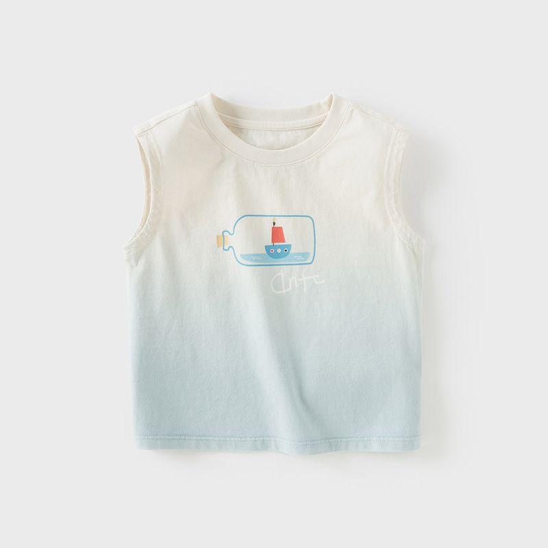 David Bella Boys  Sleeveless T-Shirt Children s Pure Cotton Vest 2026 New Summer Fashion Stylish Base Shirt for Baby Boys Far Sky Blue [Ready Stock] 120cm