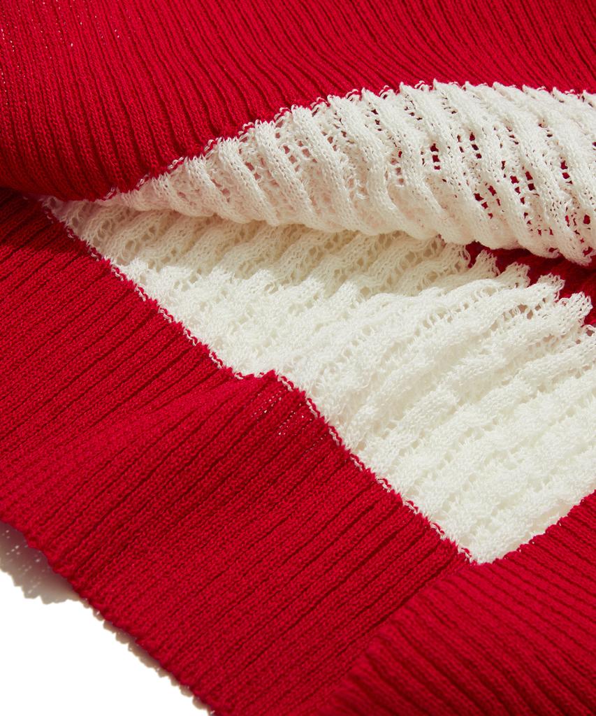 PENFIELD Striped Lace Collar Knit Red_Fs2Nt02F
