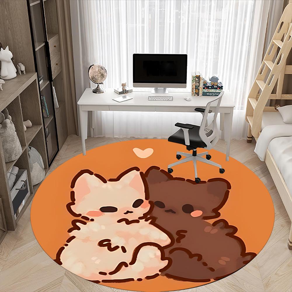 1PC Kittens Purrfect Office Round Area Rug,  Mat Suitable ForOffice, Under Office Chairs Bedroom Living Room Home Decor, Room Deco
