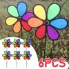 6pcs Flower Wind Spinner Outdoor Bird Repeller Windmill Spinners Birds Deterrent Colorful Rainbow Wind Catchers Garden Decor