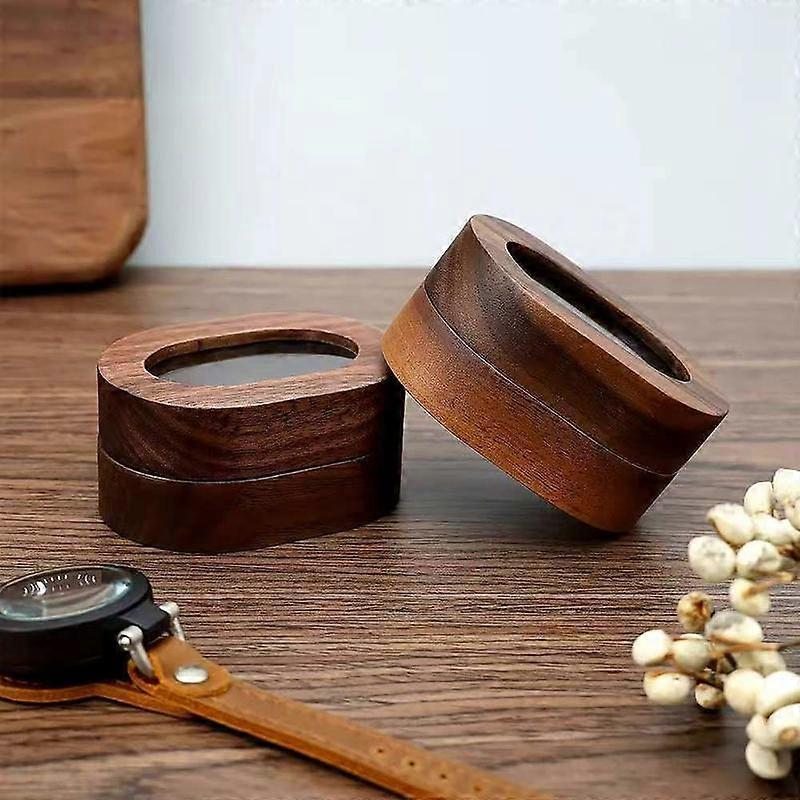 Walnut Jewelry Box for Rings Necklaces and Earrings, Wooden Oval Storage Box for Engagement Props, Elegant Jewelry Organizer
