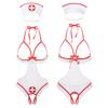 Women's Sexy Lingerie Naughty Nightingale Nurse Costume Babydoll Bodysuit with Headband