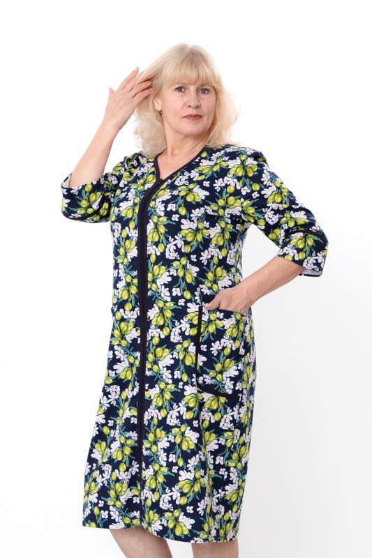 

Халат – Жіночий Бавовняний з Принтом з Поясом та Кишенями, Домашній одяг, Демісезонний, 8244-024 HC 2XL оливковий