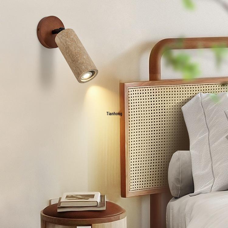 Wabi-Sabi Style Yellow Travertine Adjustable Ceiling Light for Living Rooms and Hallways